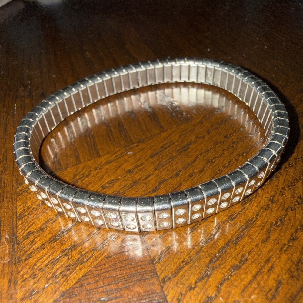 7" Speidel DQCZ Expansion Stretch Bracelet Stainless Steel Cubic Zirconia